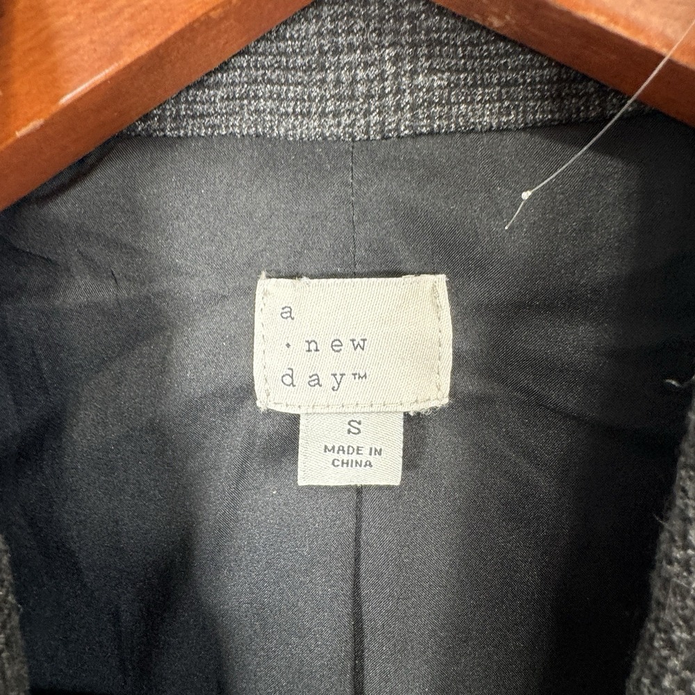 A New Day Target Plaid Blazer Womens S Gray Glen Check One Button Lined - Picture 5 of 16